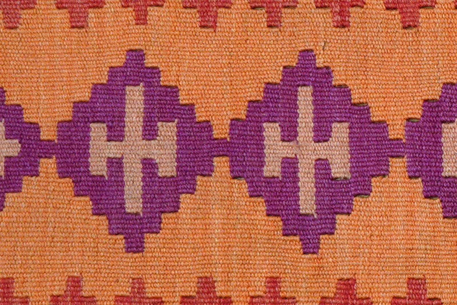 Kelim Gashgai — Handmade, 61x84 cm, Orange, 100% Virgin Wool | View 5
