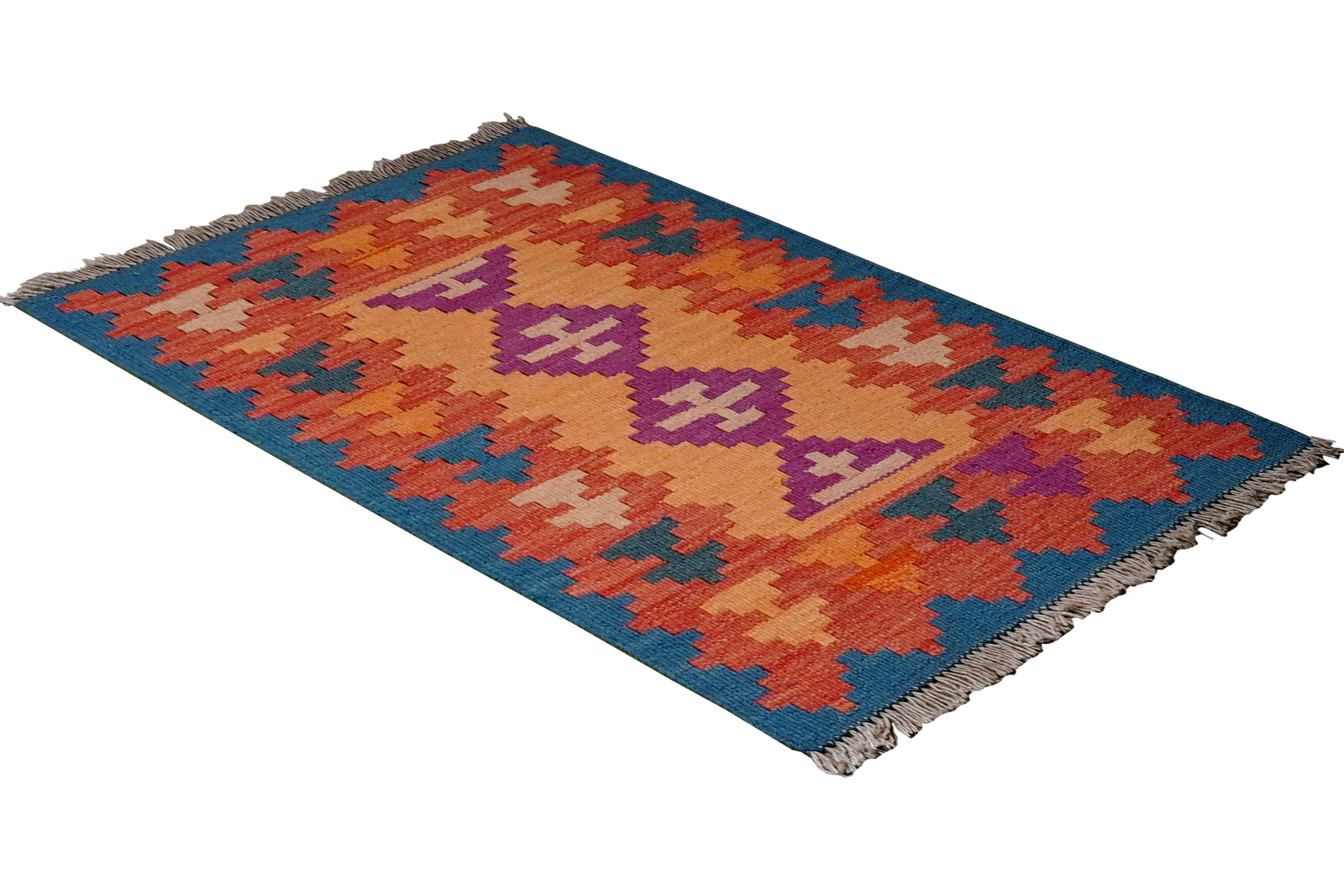 Kelim Gashgai — Handgefertigt, 84x61 cm, Blau, 100% Virgin Wool | View 5