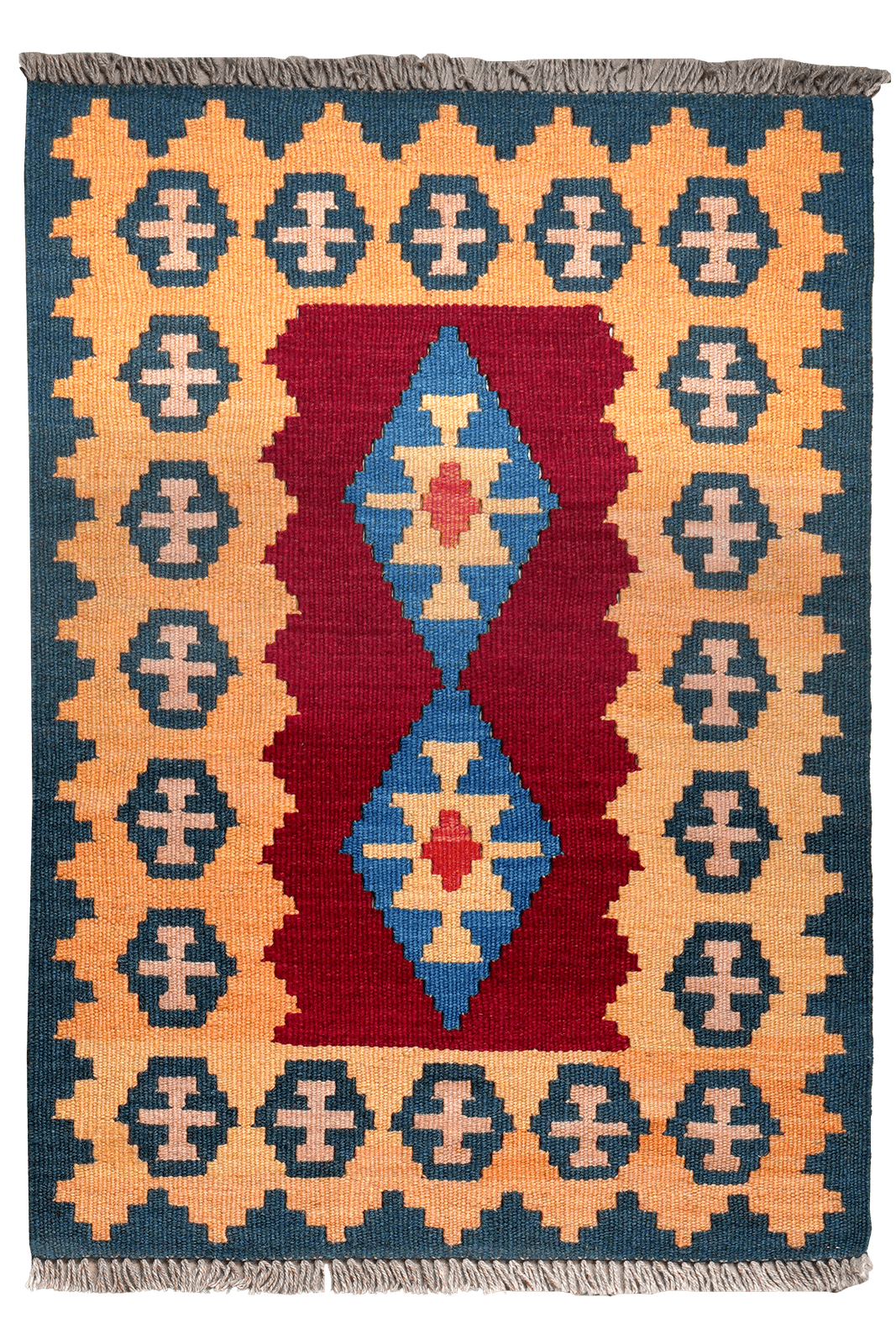 Kelim Gashgai — Handmade, 65x93 cm, Red, 100% Virgin Wool | Main view