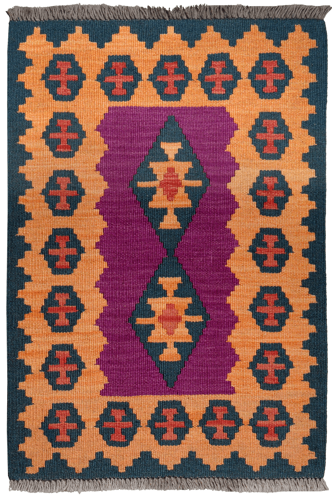 Kelim Gashgai — Handmade, 65x95 cm, Violett, 100% Virgin Wool | Main view