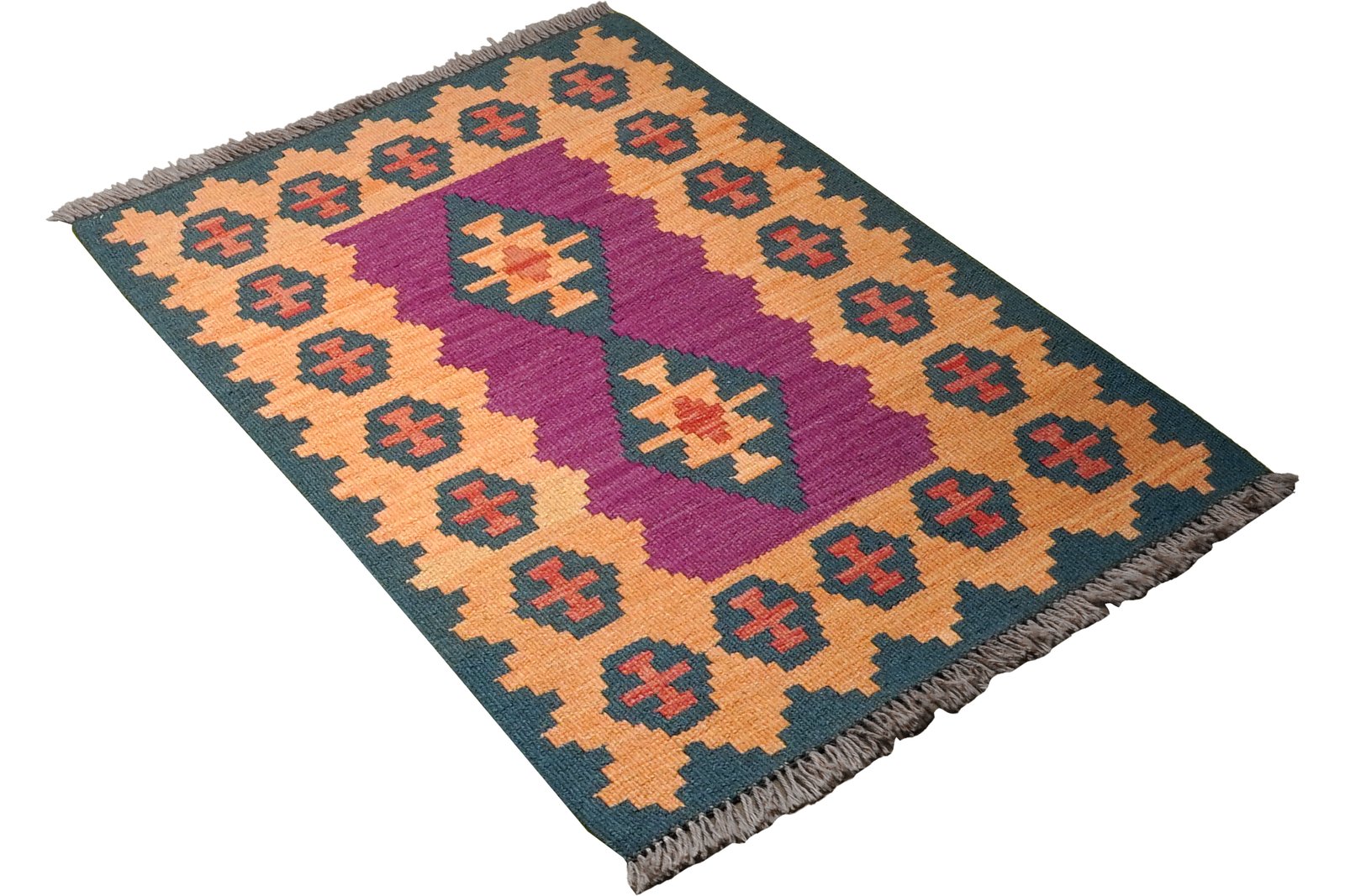 Kelim Gashgai — Handmade, 65x95 cm, Violett, 100% Virgin Wool | View 4
