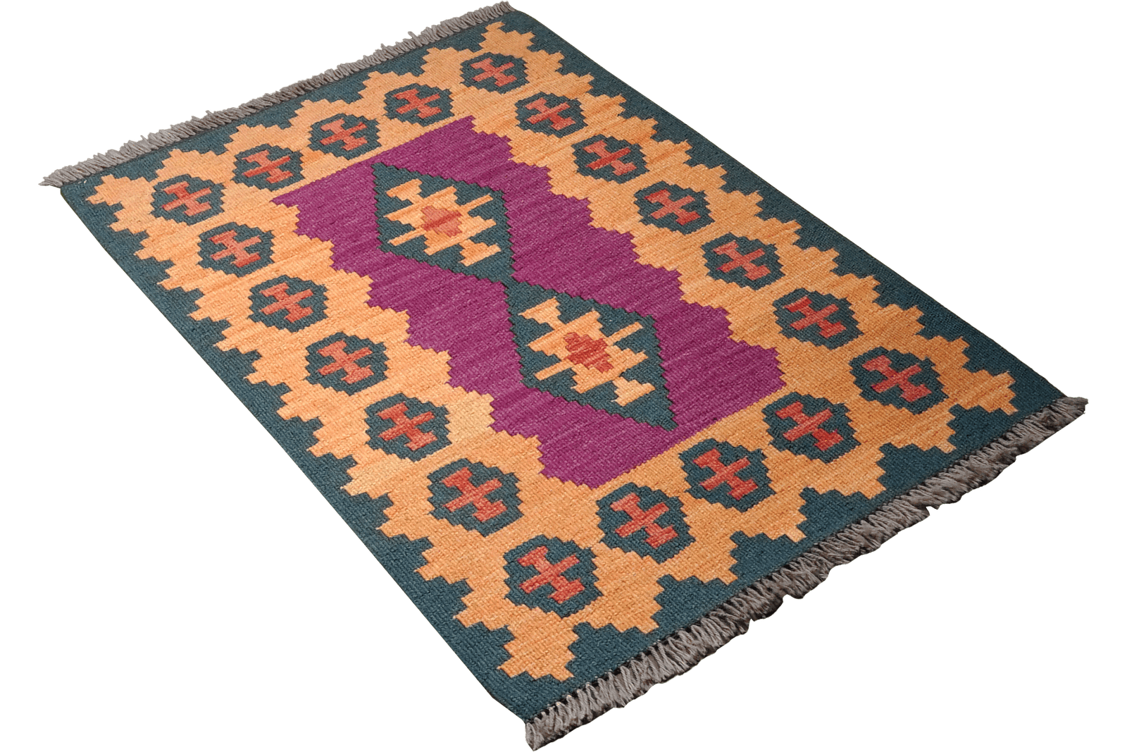 Kelim Gashgai — Handmade, 65x95 cm, Violett, 100% Virgin Wool | View 4