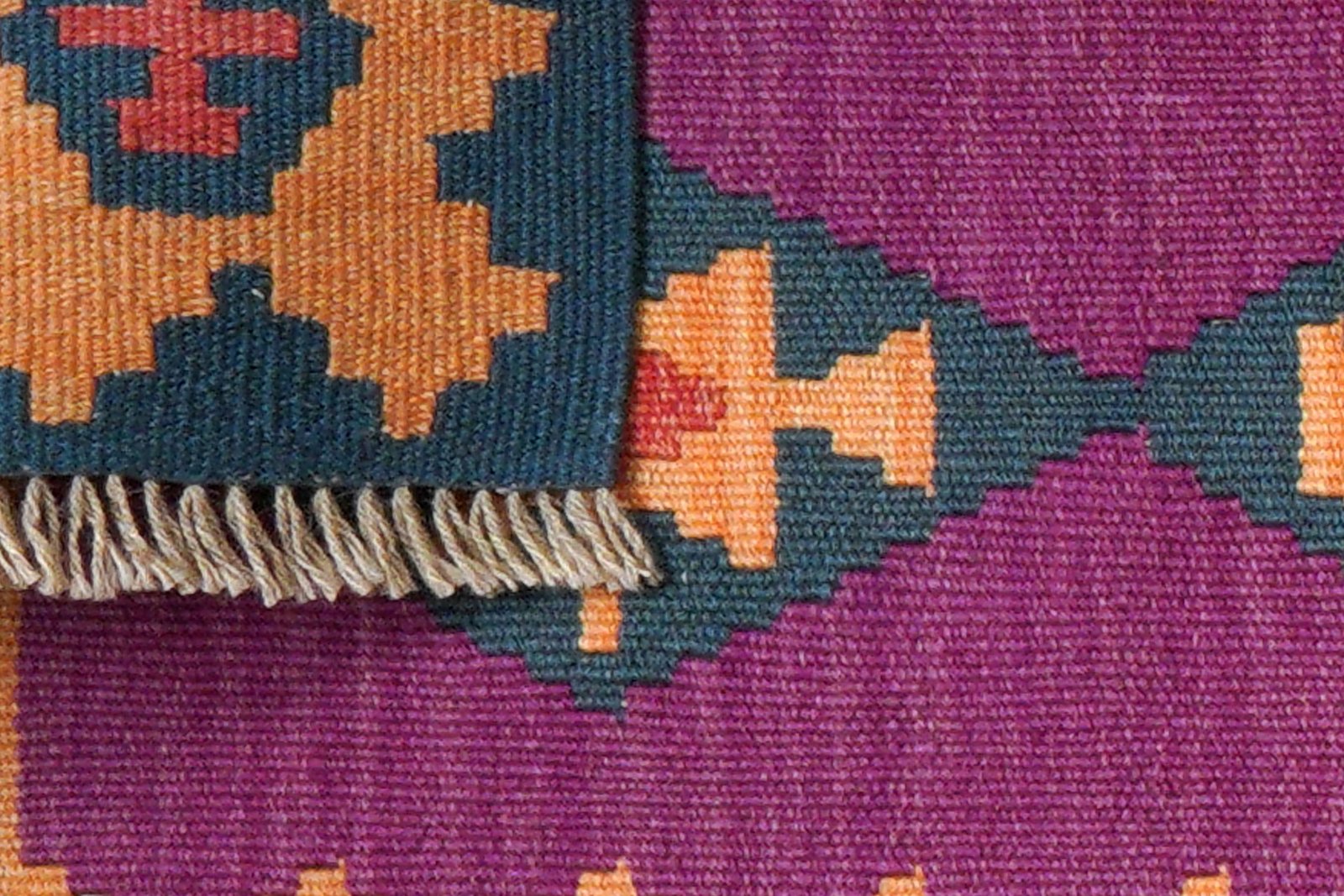 Kelim Gashgai — Handmade, 65x95 cm, Violett, 100% Virgin Wool | View 6