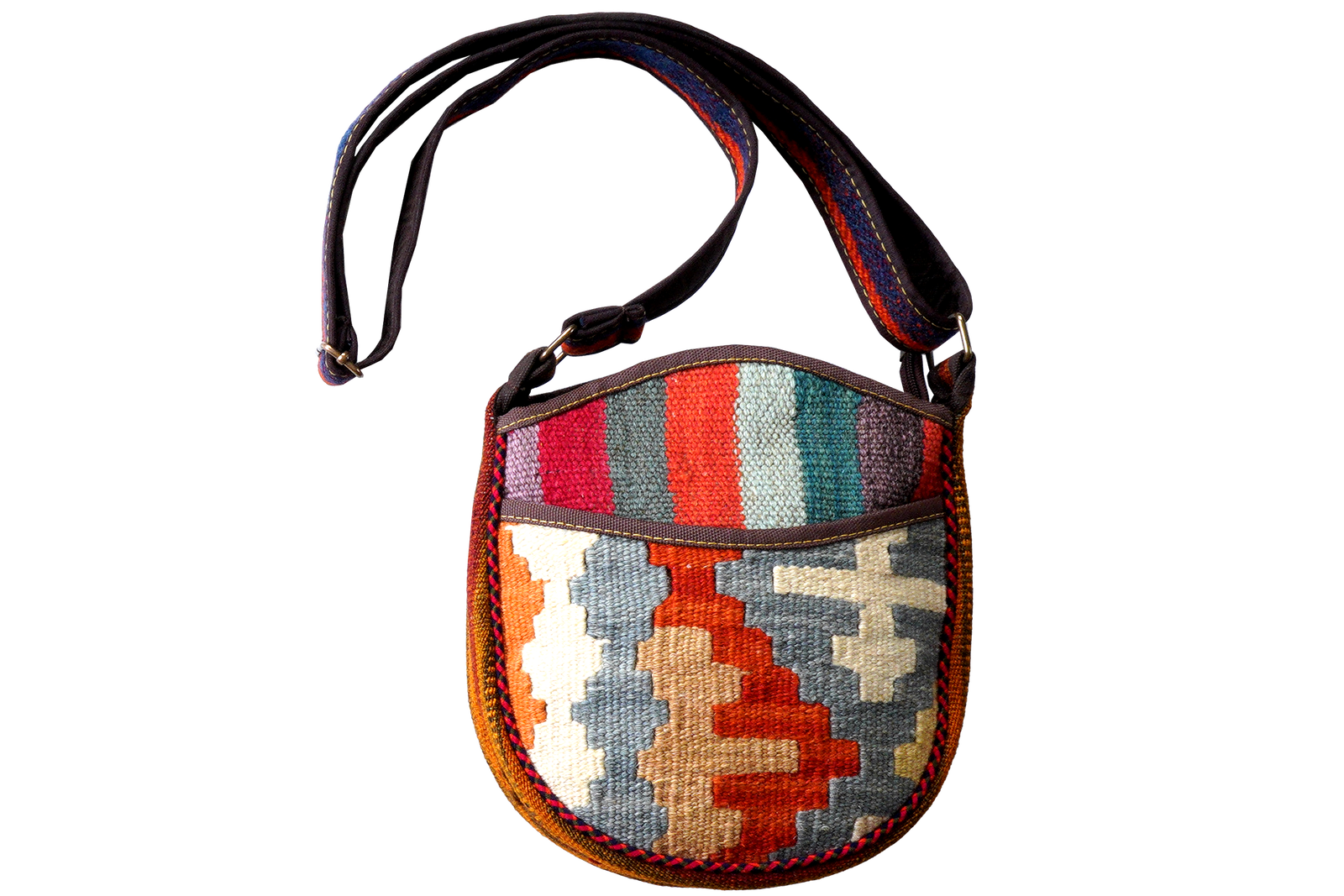 Kelim Bag Margaux — Handgefertigt, 27x27 cm, Bunt, 100% Virgin Wool | Main view