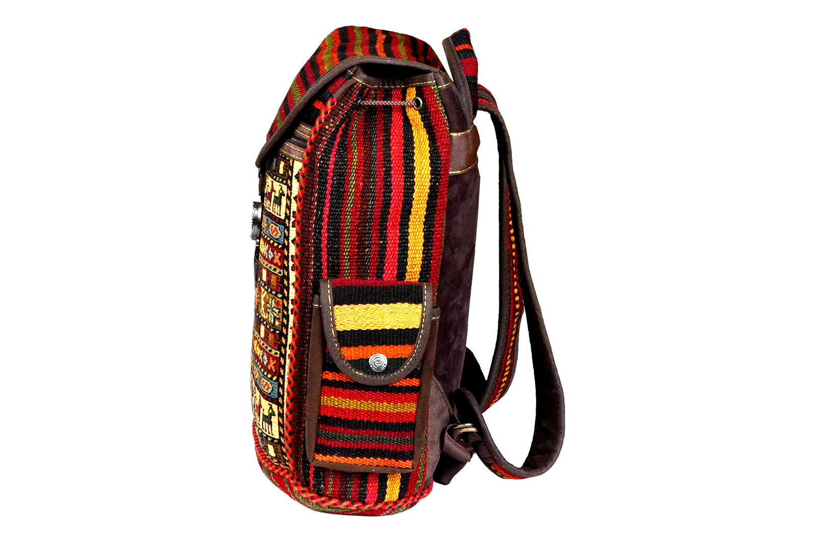 Kelim Tasche — Handgefertigt, 43x36 cm, Bunt, 100% Virgin Wool | Back view