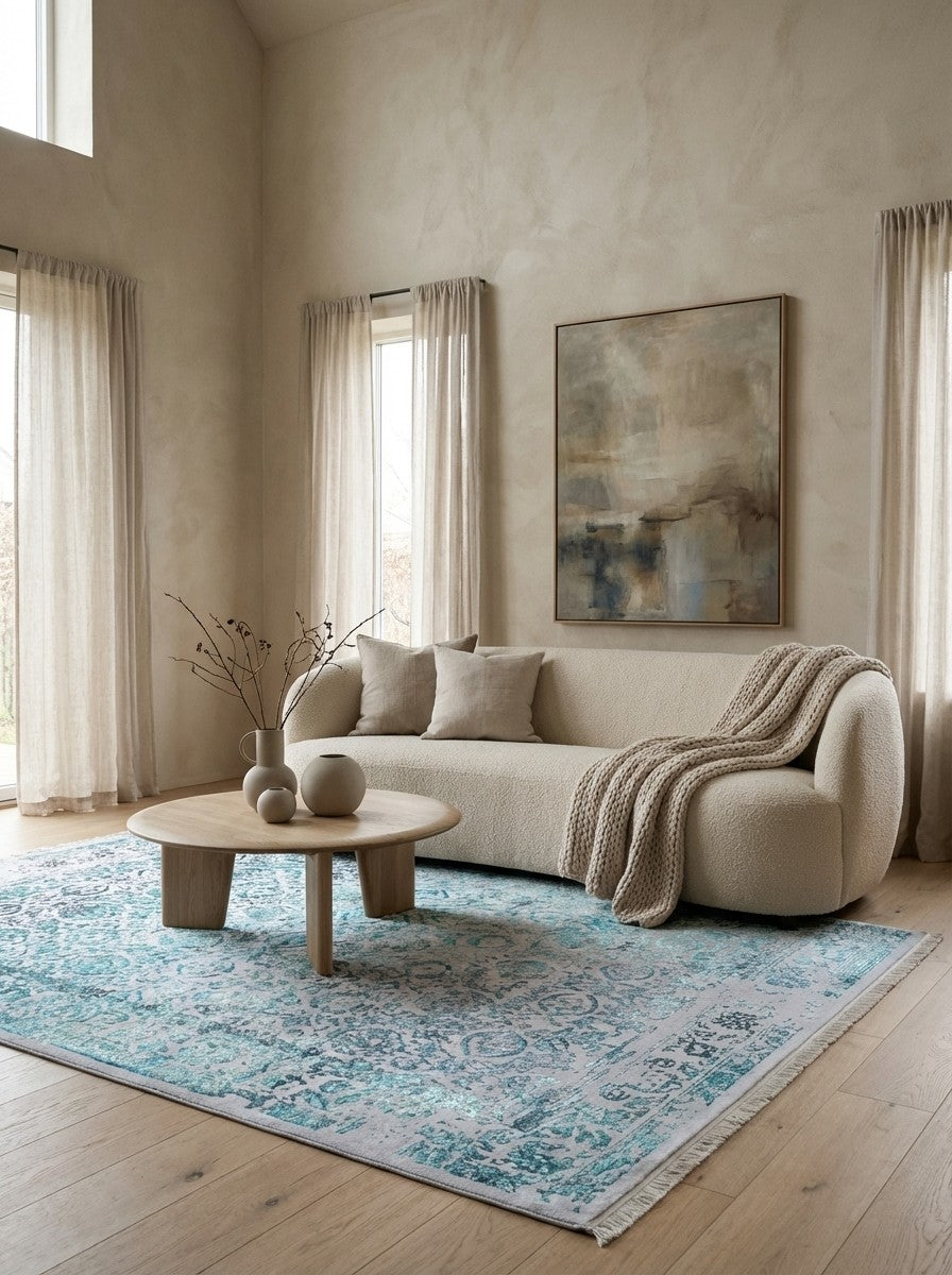 Paradayda — Hand-knotted, 175x237 cm, Blue, 60% Viskose, 40% Baumwolle | Detail view