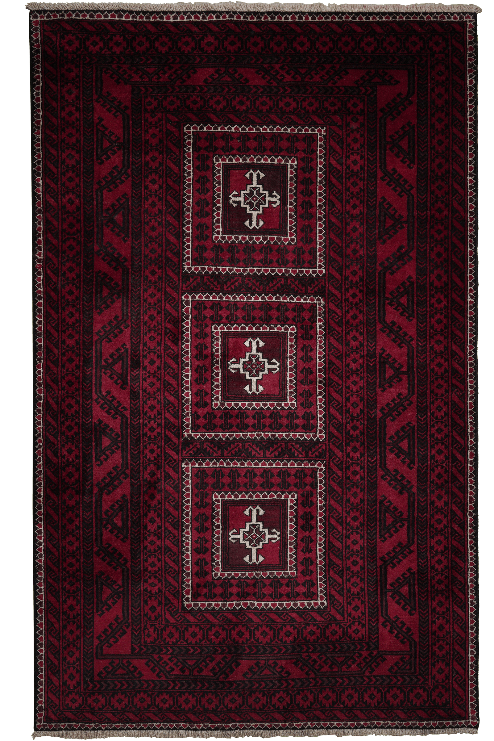 Belutch — Hand-knotted, 123x201 cm, Red, 100% Virgin Wool | Main view