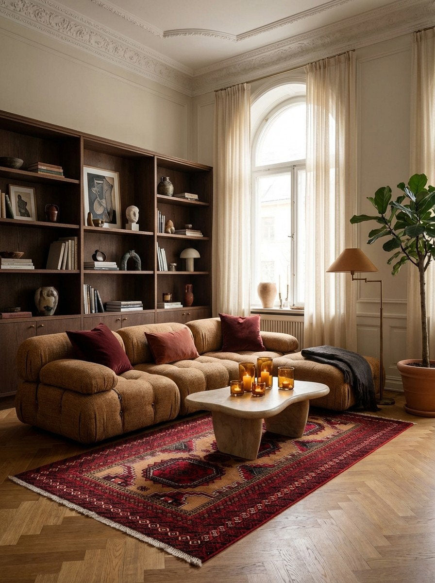 Belutch — Handgefertigt, 198x104 cm, Rot, 100% Virgin Wool | Back view