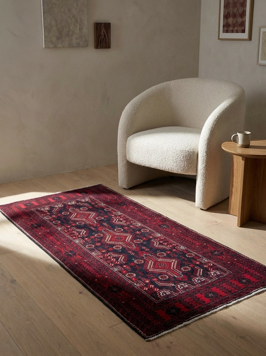 Belutch — Hand-knotted, 100x194 cm, Multicolor, 100% Virgin Wool | Detail view