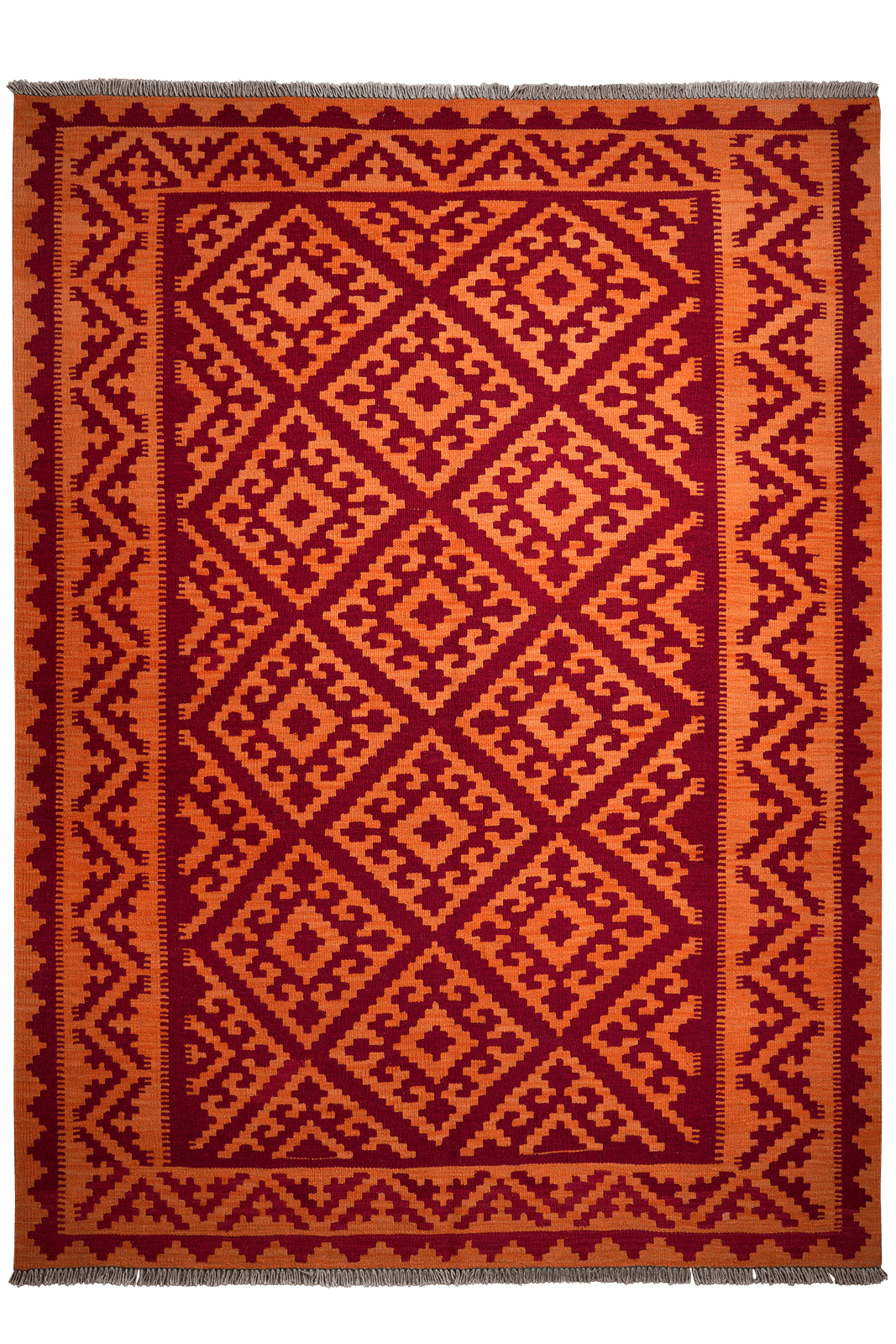 Kelim Gashgai — Handmade, 183x248 cm, Red, 100% Virgin Wool | Main view