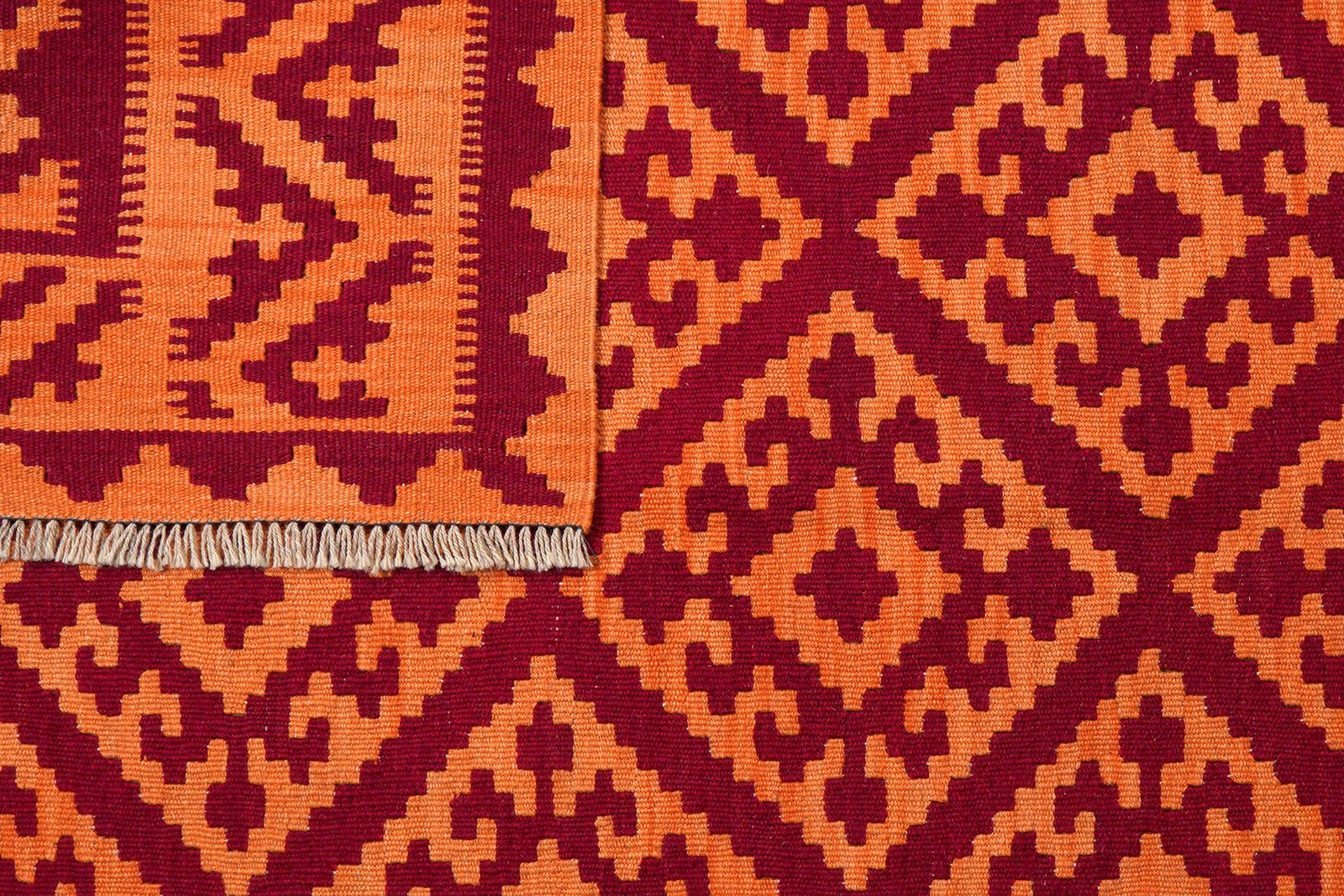Kelim Gashgai — Handmade, 183x248 cm, Red, 100% Virgin Wool | View 6