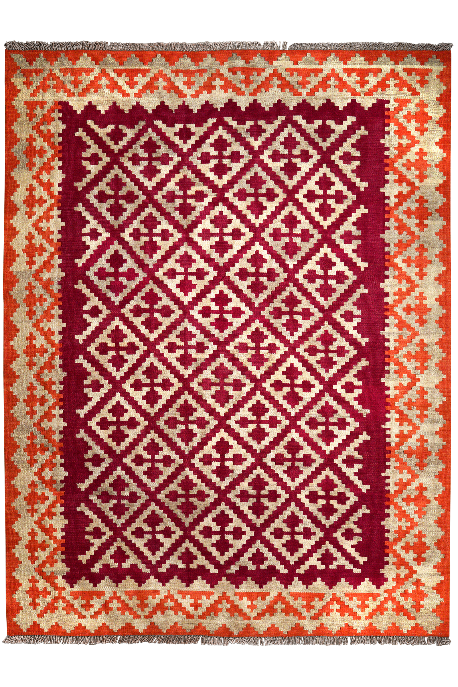 Kelim Gashgai — Handgefertigt, 235x174 cm, Beige, 100% Virgin Wool | Main view