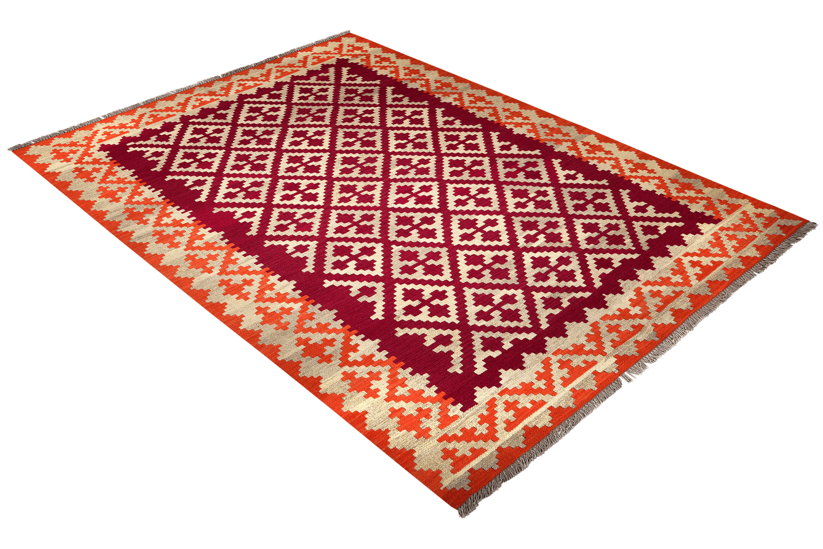 Kelim Gashgai — Handmade, 174x235 cm, Red, 100% Virgin Wool | View 4