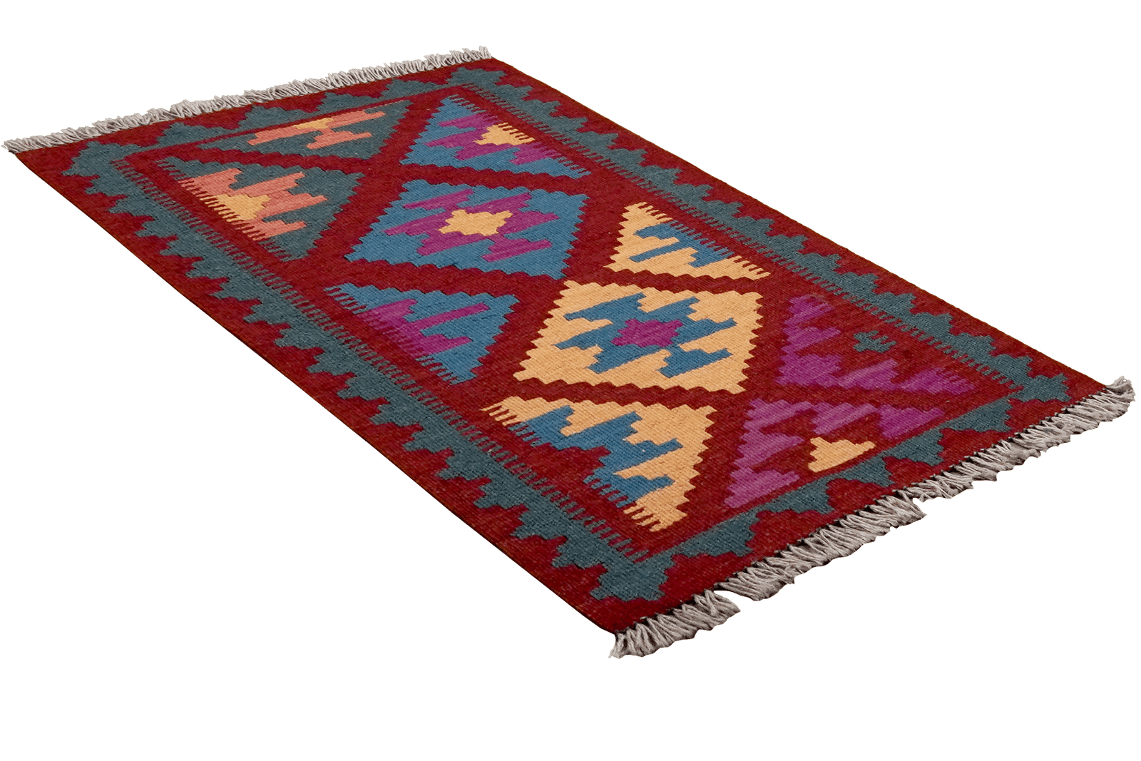 Kelim Gashgai — Handmade, 59x91 cm, Red, 100% Virgin Wool | View 4