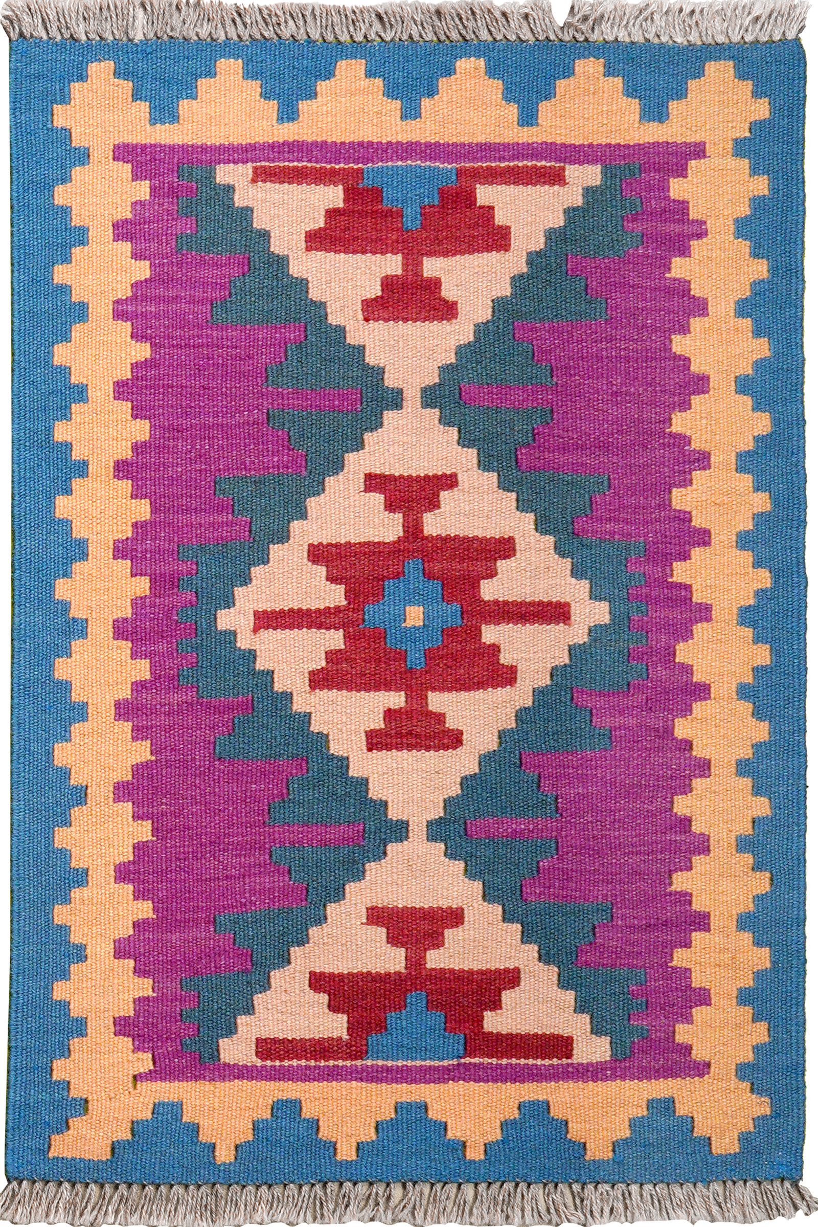 Kelim Gashgai — Handgefertigt, 87x62 cm, Bunt, 100% Virgin Wool | Main view