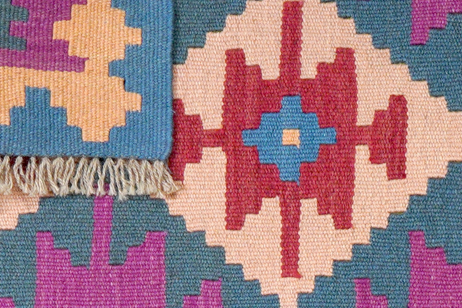 Kelim Gashgai — Handgefertigt, 87x62 cm, Bunt, 100% Virgin Wool | View 7