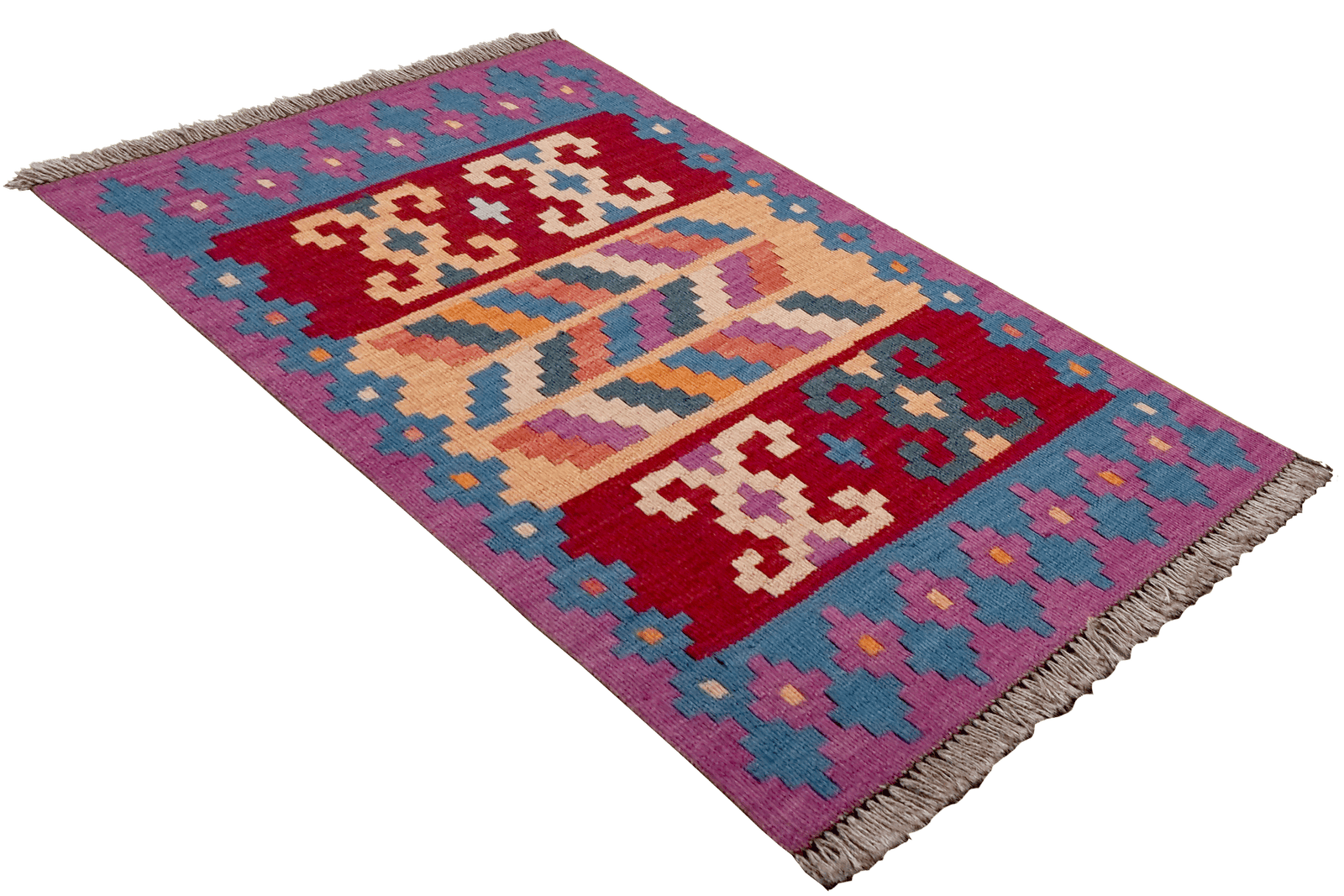 Kelim Gashgai — Handmade, 63x88 cm, Violett, 100% Virgin Wool | View 4