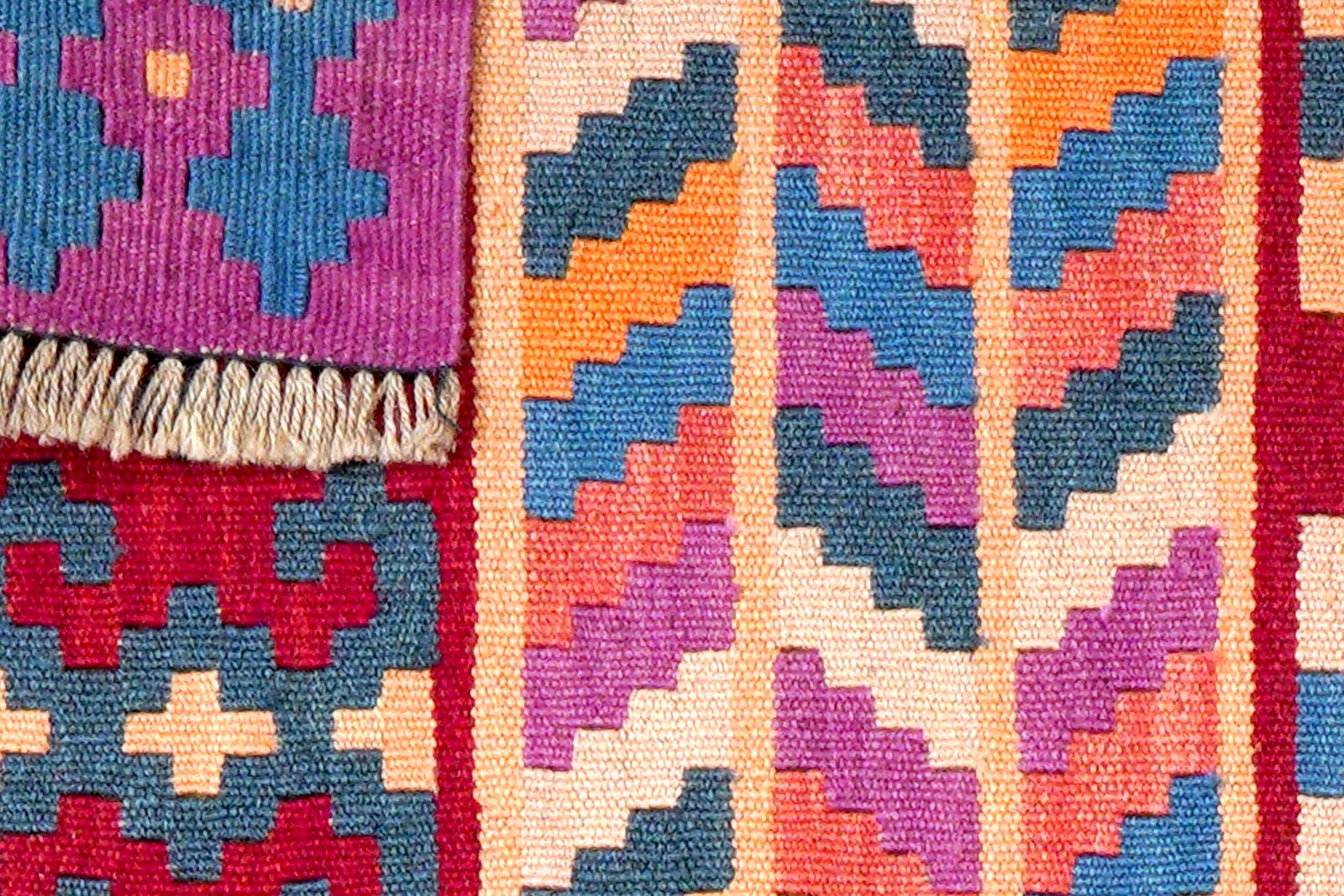 Kelim Gashgai — Handmade, 63x88 cm, Violett, 100% Virgin Wool | View 6