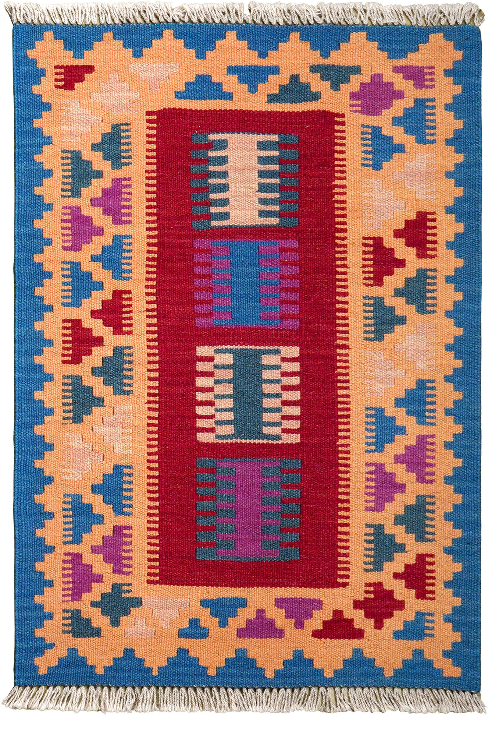 Kelim Gashgai — Handmade, 62x90 cm, Red, 100% Virgin Wool | Main view