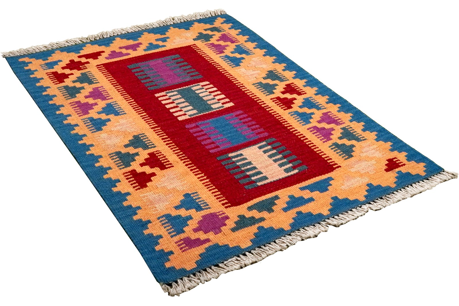 Kelim Gashgai — Handmade, 62x90 cm, Red, 100% Virgin Wool | View 4