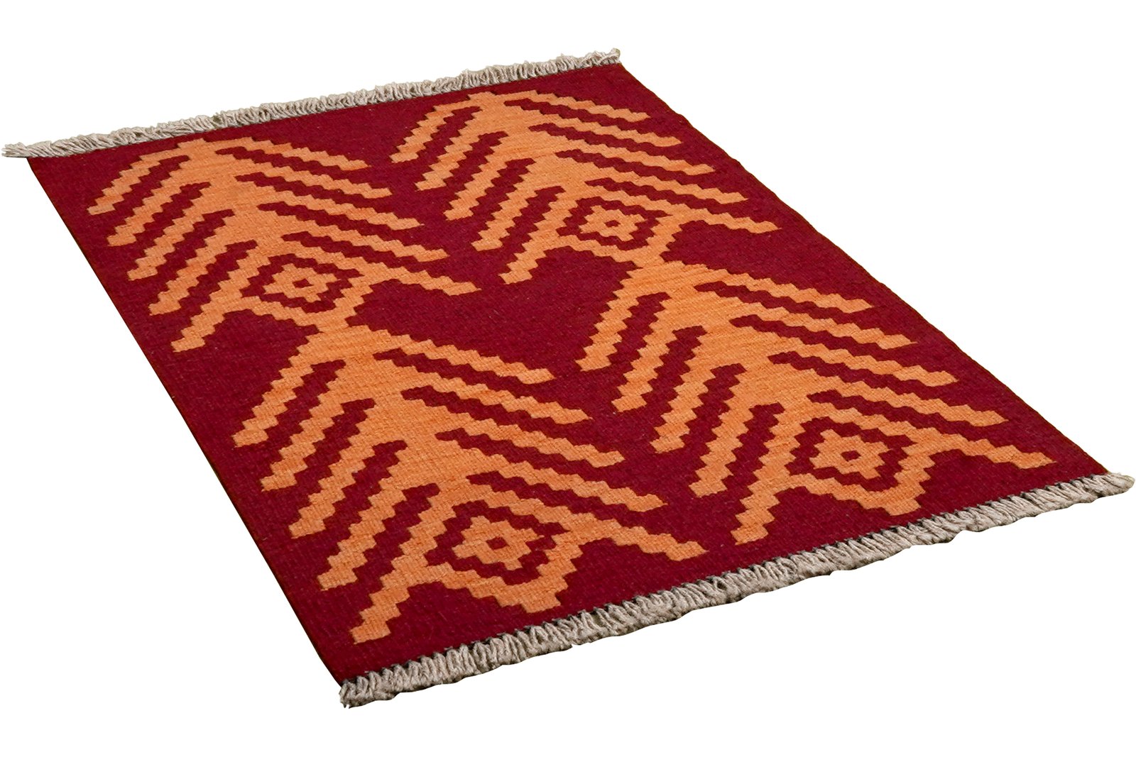 Kelim Gashgai — Handmade, 65x90 cm, Orange, 100% Virgin Wool | View 4
