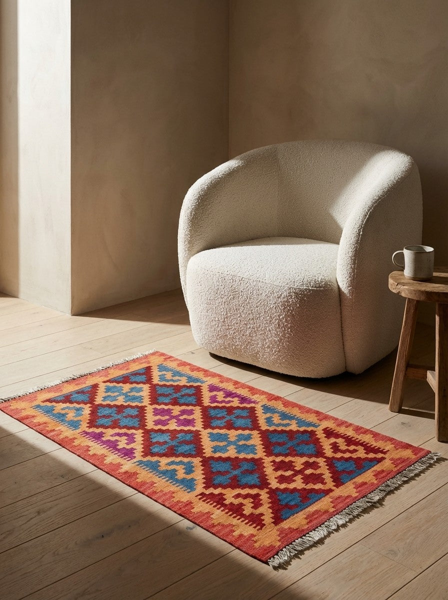 Kelim Gashgai — Handmade, 62x101 cm, Multicolor, 100% Virgin Wool | Detail view