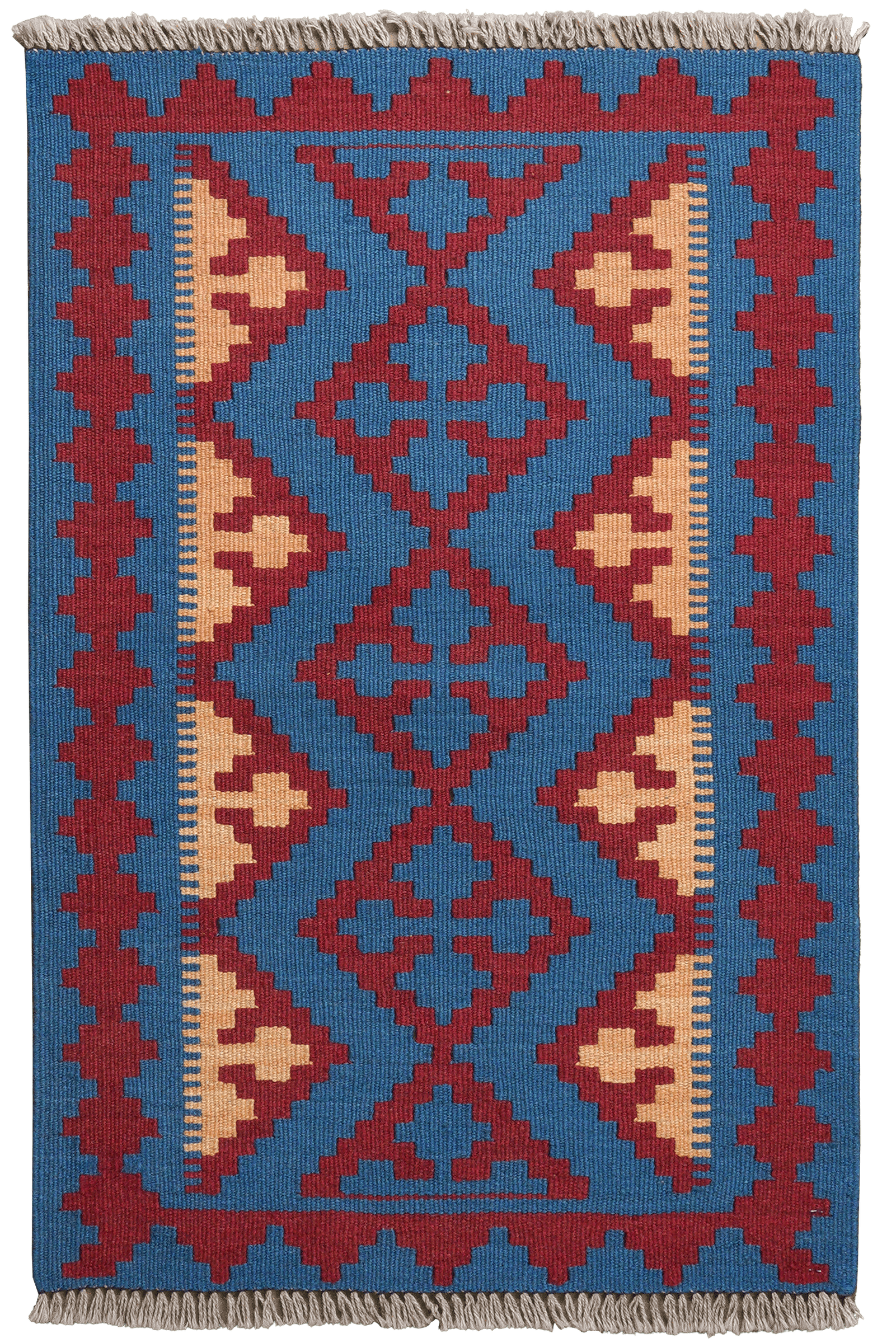 Kelim Gashgai — Handmade, 61x95 cm, Blue, 100% Virgin Wool | Main view