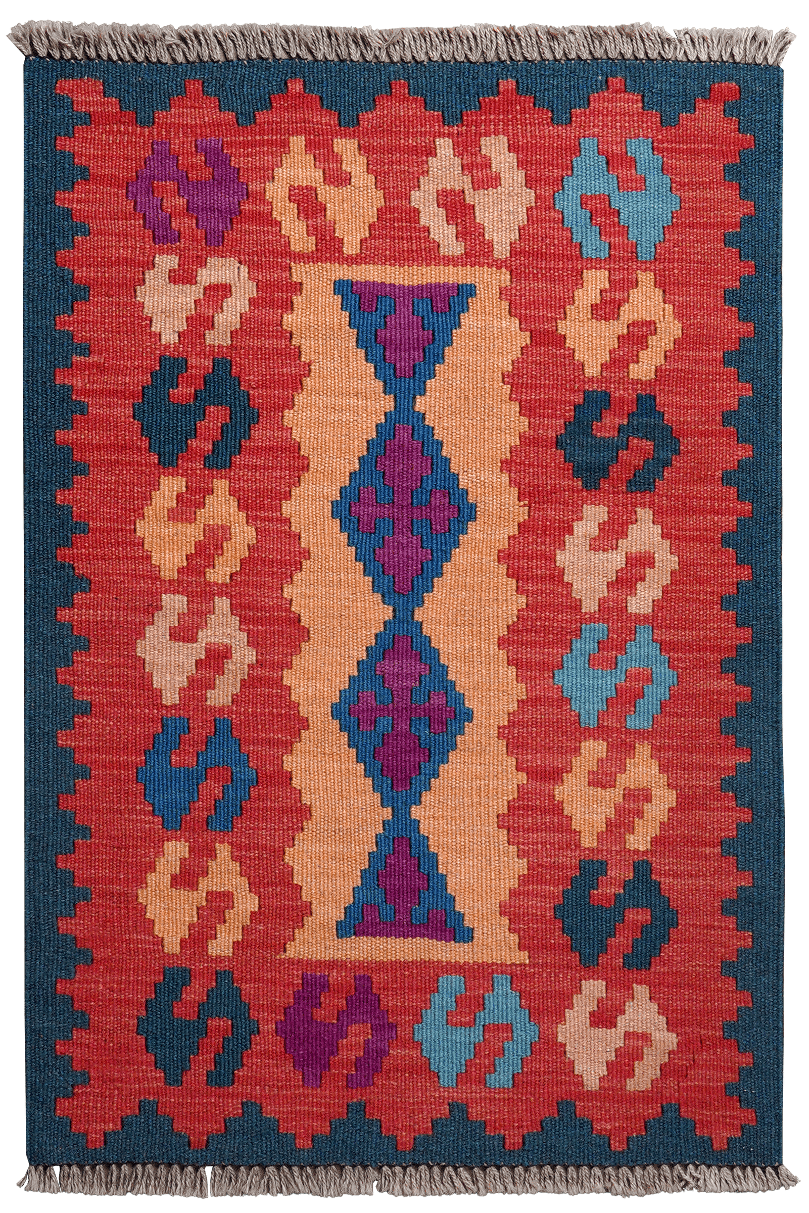 Kelim Gashgai — Handmade, 60x88 cm, Red, 100% Virgin Wool | Main view