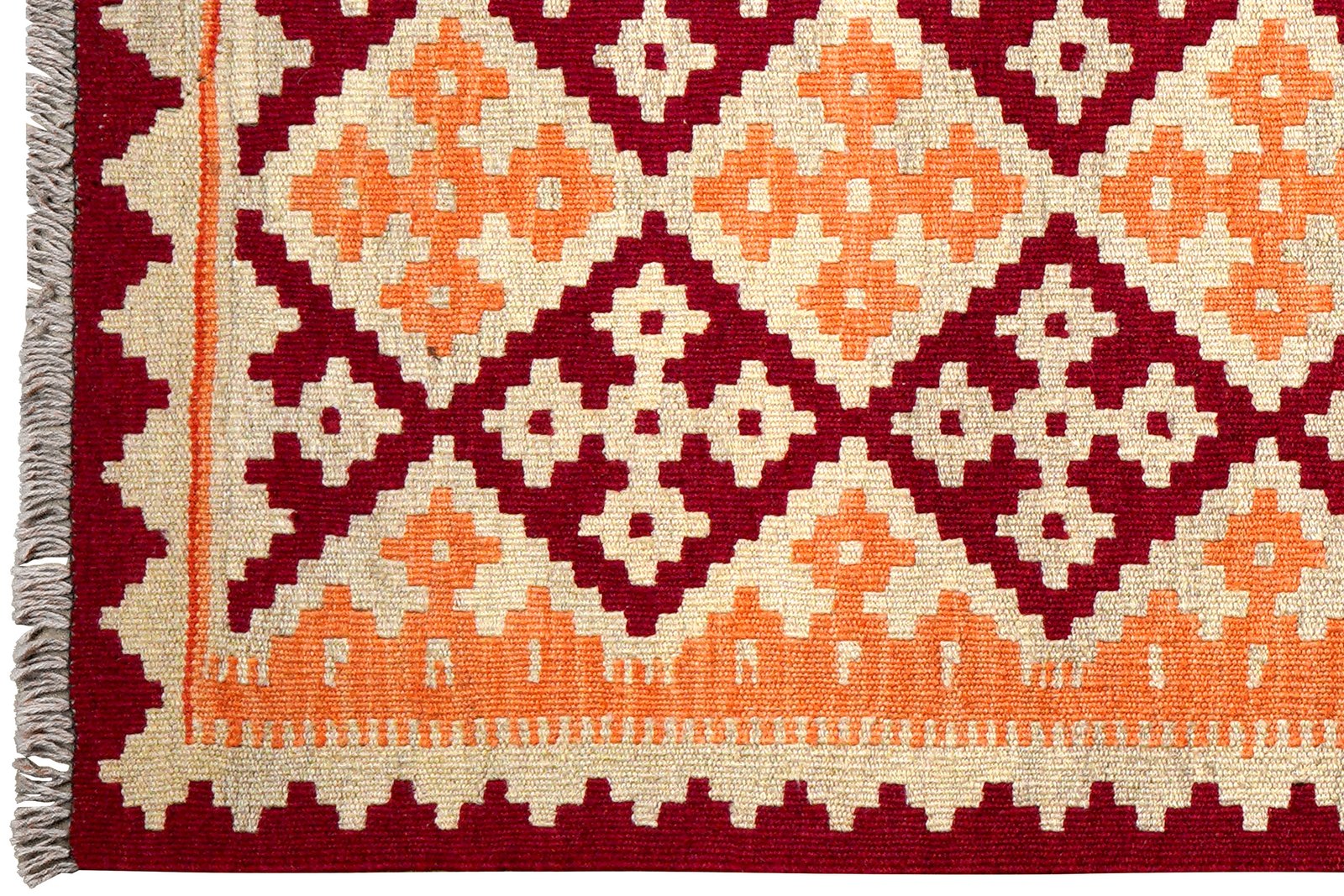 Kelim Gashgai — Handmade, 106x149 cm, Orange, 100% Virgin Wool | View 3