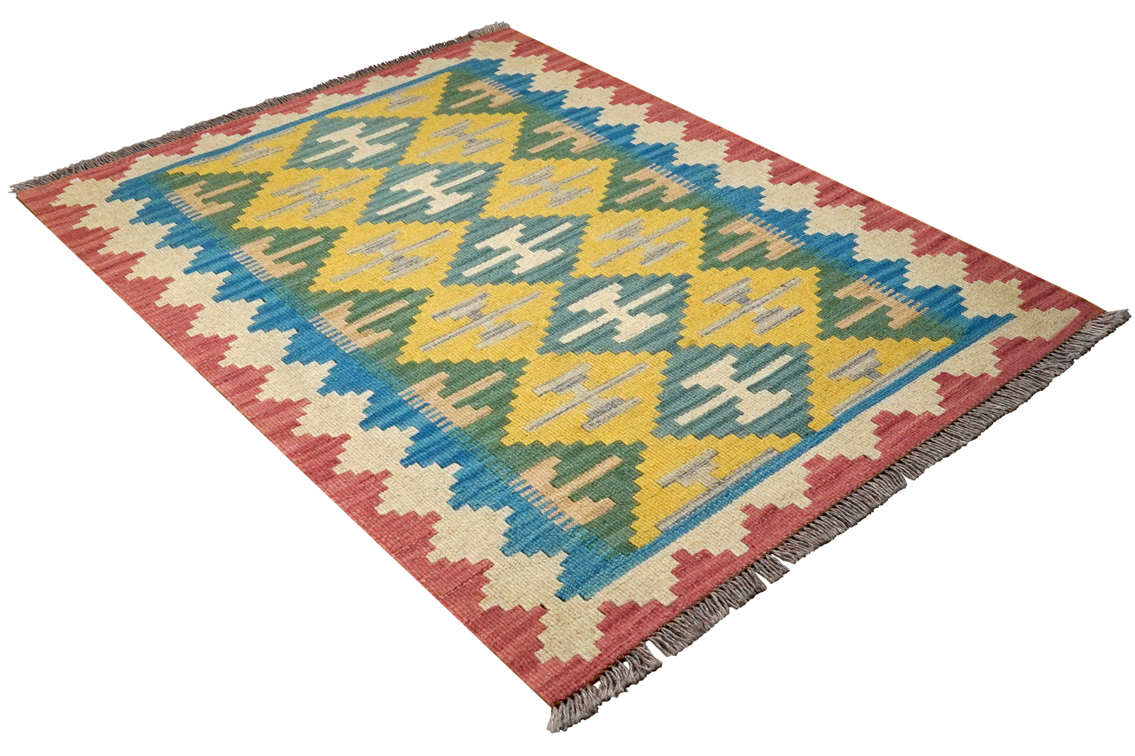 Kelim Gashgai — Handgefertigt, 124x83 cm, Beige, 100% Virgin Wool | View 5
