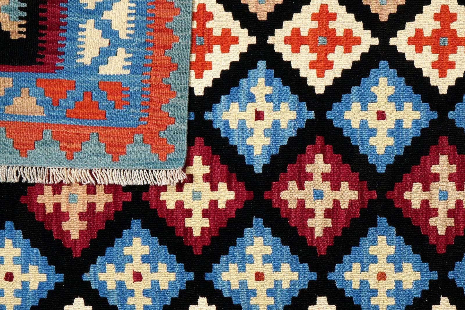 Kelim Gashgai — Handmade, 159x193 cm, Black, 100% Virgin Wool | View 6