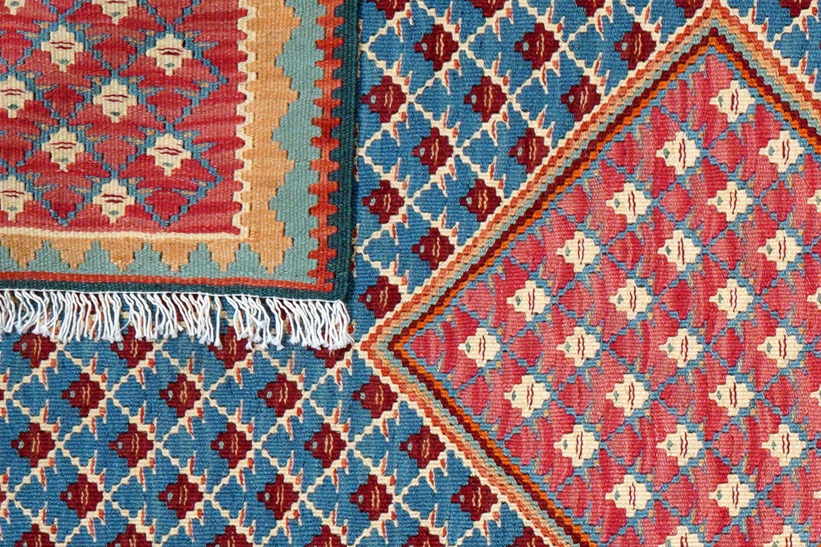 Kelim Senneh — Handmade, 105x150 cm, Blue, 100% Virgin Wool | View 6