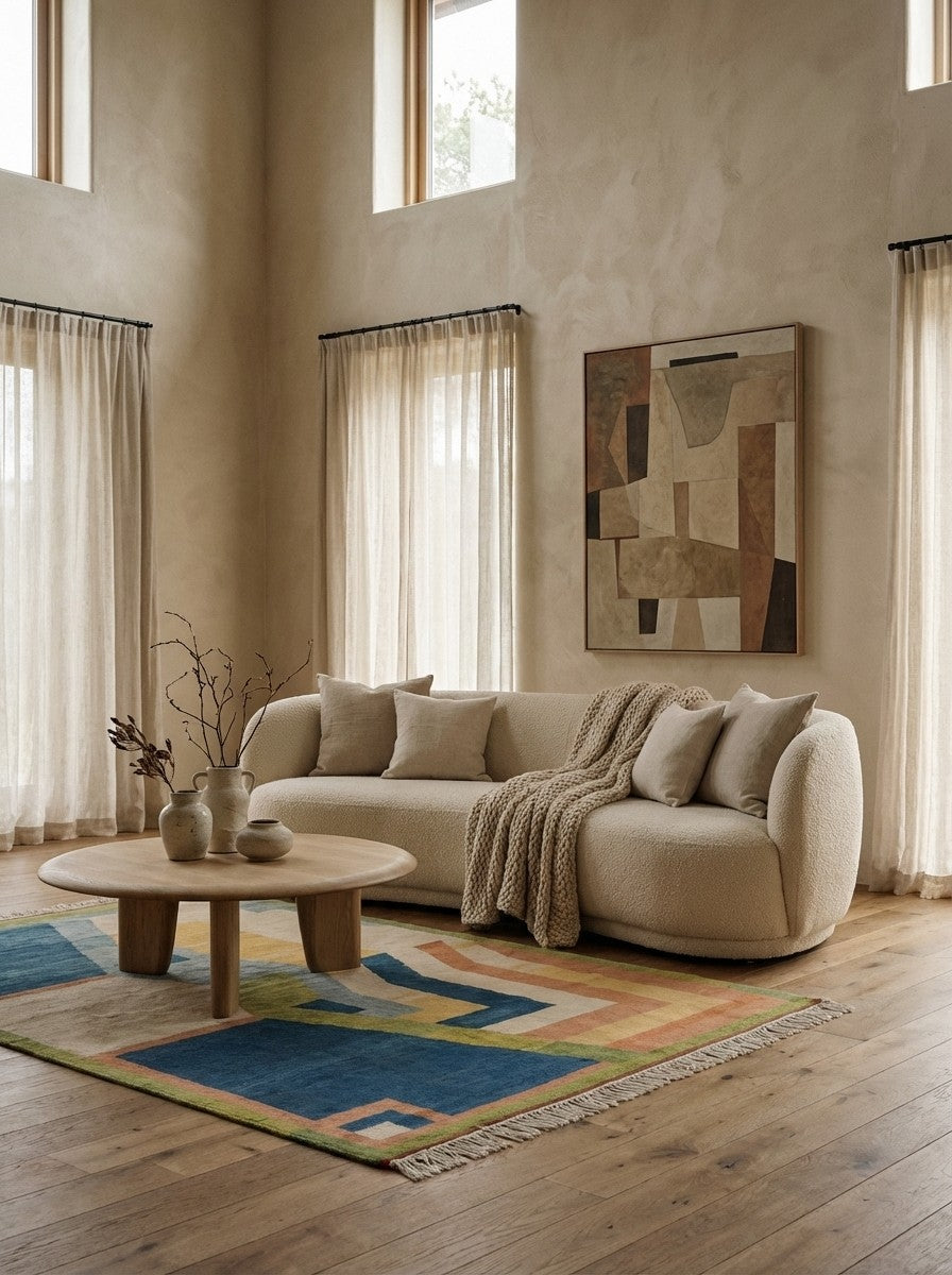 Konya — Hand-knotted, 145x215 cm, Beige, 100% Virgin Wool | Detail view