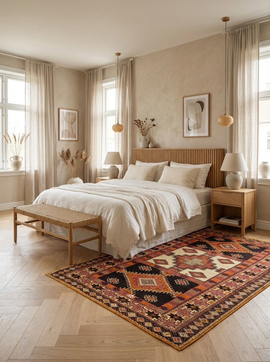 Ouzguit Zaida — Handgefertigt, 330x201 cm, Beige, 100% Virgin Wool | Detail view