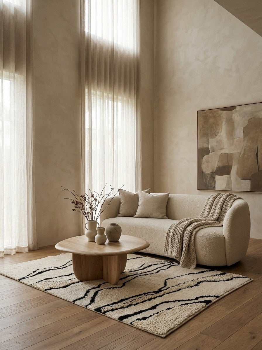 Morrocan Mirage — Hand-knotted, 120x180 cm, Beige, 100% Virgin Wool | Detail view