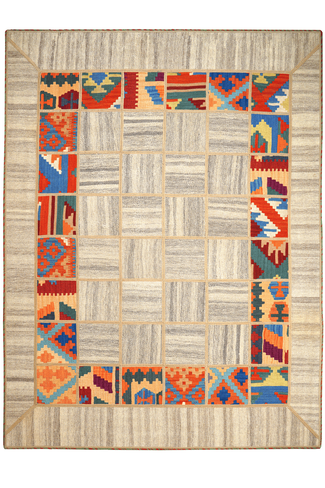 Kelim Tekkeh — Handmade, 150x200 cm, Beige, 100% Virgin Wool | Main view