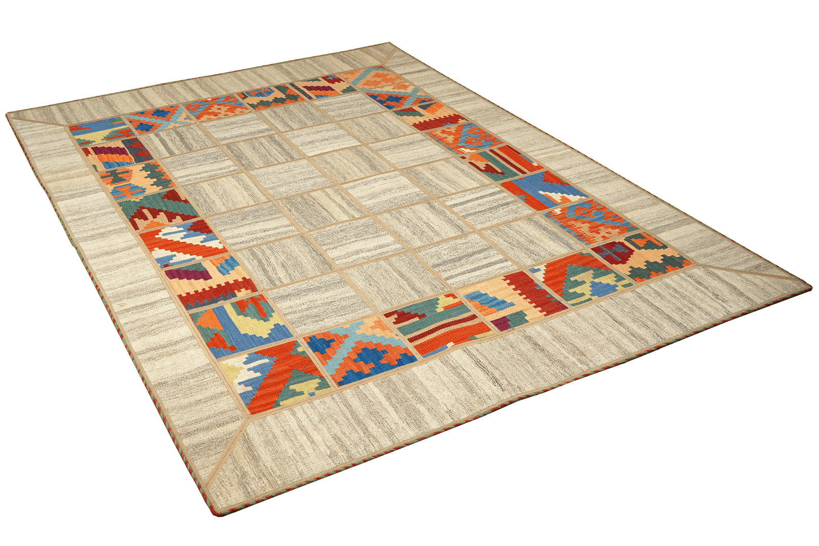 Kelim Tekkeh — Handmade, 150x200 cm, Beige, 100% Virgin Wool | View 4
