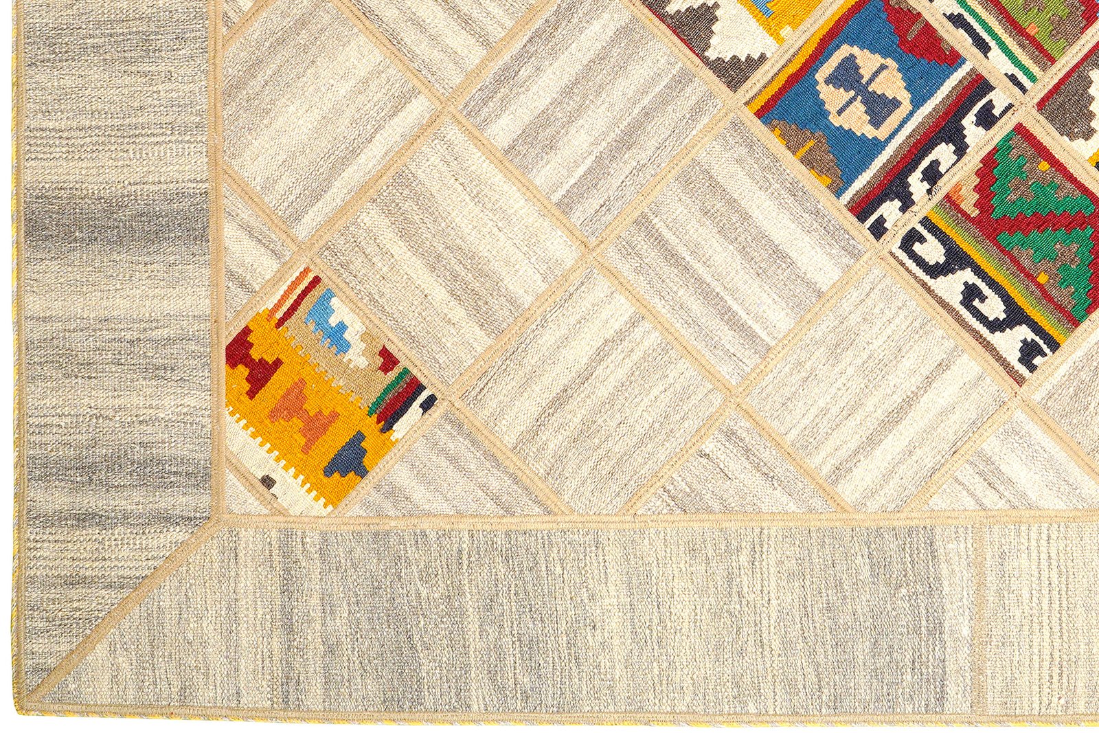 Kelim Tekkeh — Handmade, 150x200 cm, Beige, 100% Virgin Wool | View 3