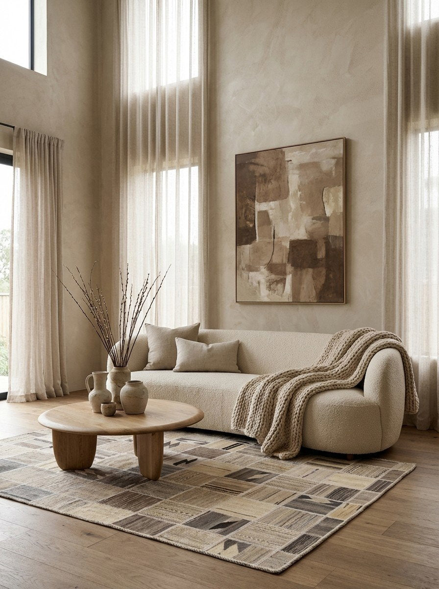 Kelim Tekkeh — Handgefertigt, 200x150 cm, Beige, 100% Virgin Wool | Detail view
