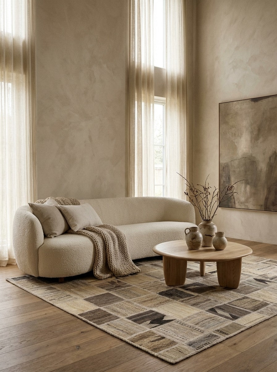 Kelim Tekkeh — Handmade, 150x200 cm, Beige, 100% Virgin Wool | Detail view