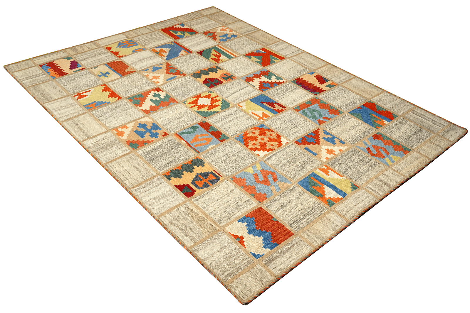 Kelim Tekkeh — Handmade, 150x200 cm, Beige, 100% Virgin Wool | View 4