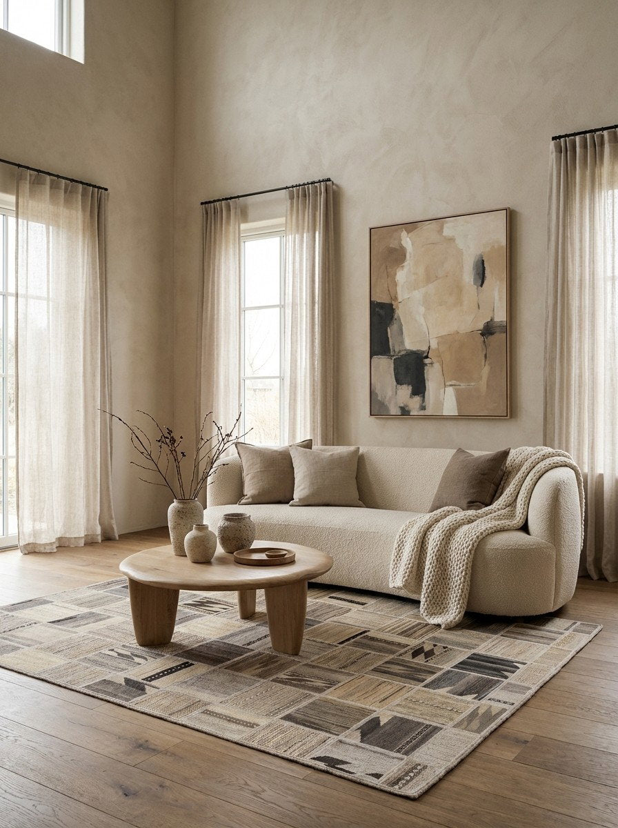 Kelim Tekkeh — Handgefertigt, 200x150 cm, Beige, 100% Virgin Wool | Detail view