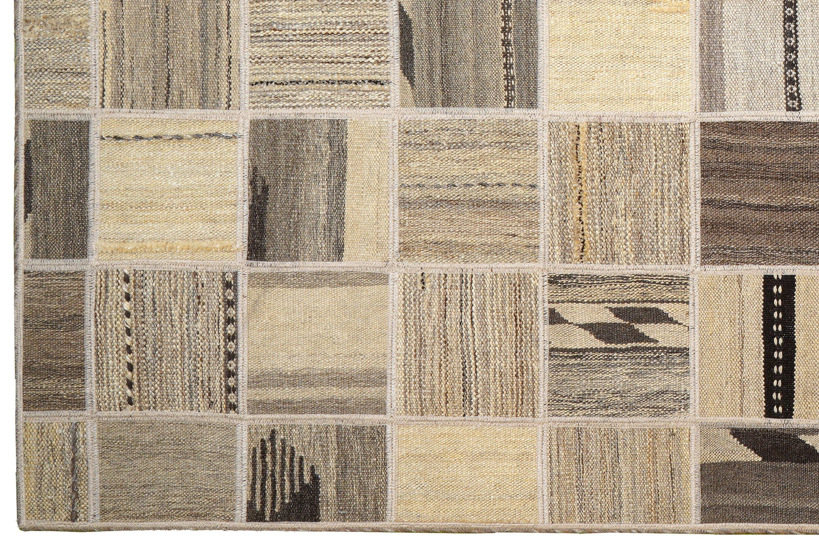 Kelim Tekkeh — Handgefertigt, 200x150 cm, Beige, 100% Virgin Wool | Back view