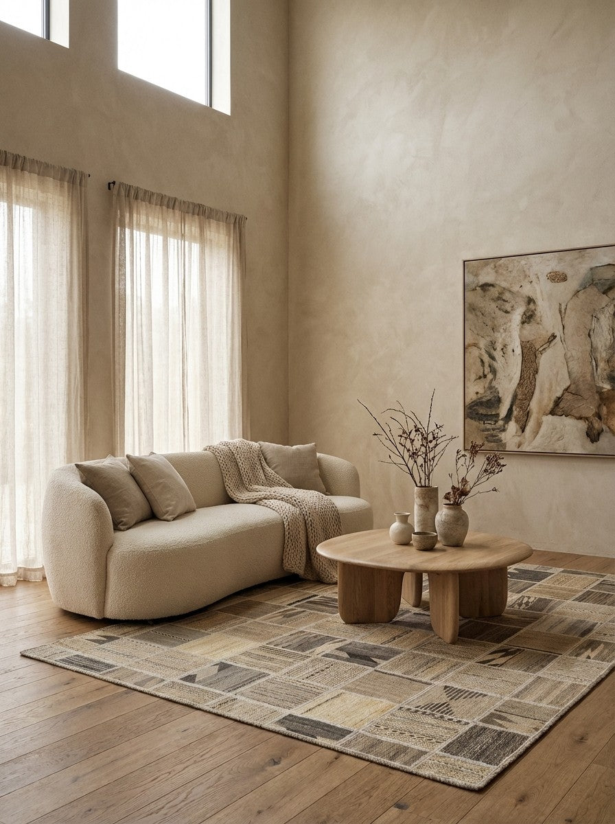 Kelim Tekkeh — Handmade, 150x200 cm, Beige, 100% Virgin Wool | Detail view