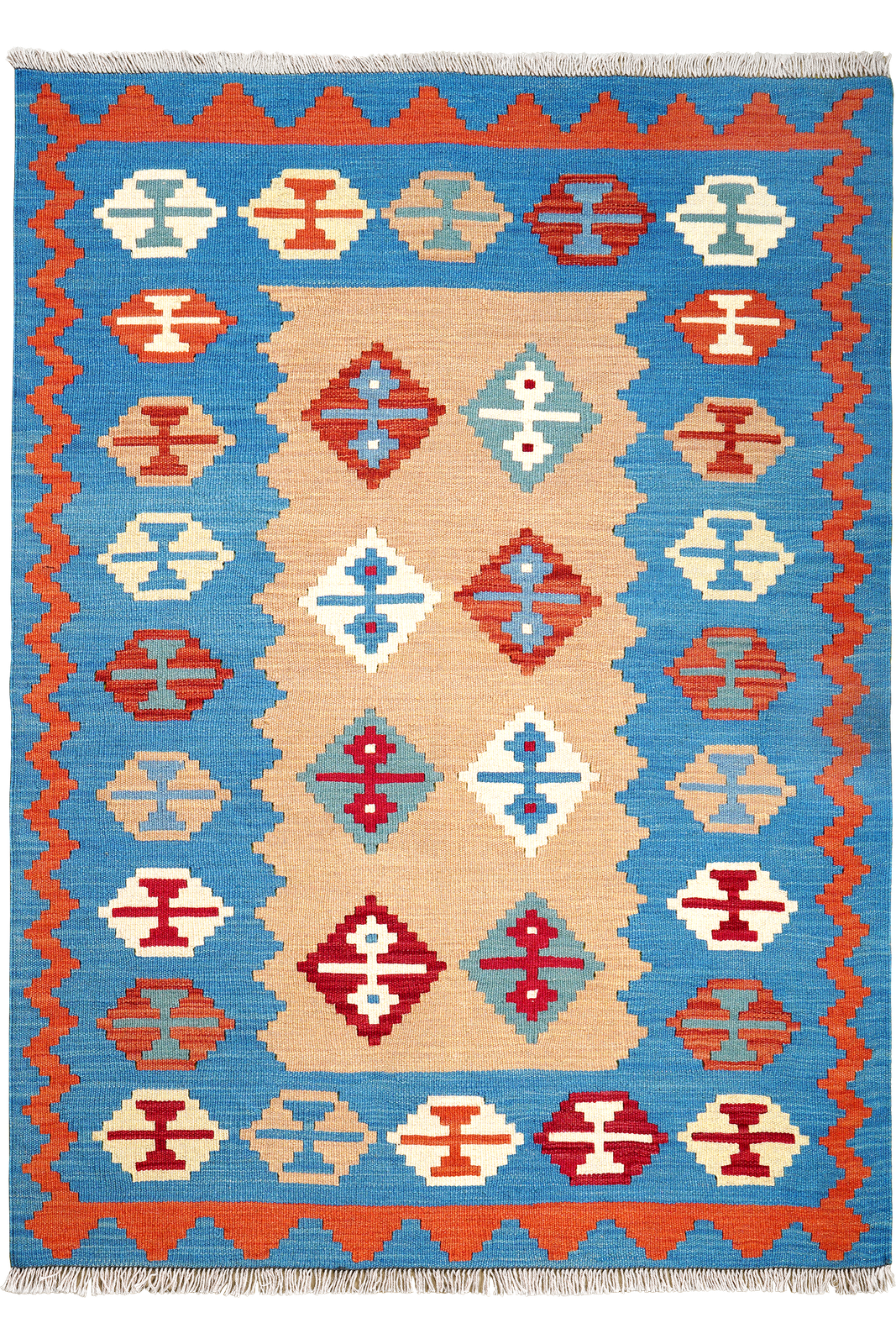 Kelim Gashgai — Handmade, 123x168 cm, Brown, 100% Virgin Wool | Main view