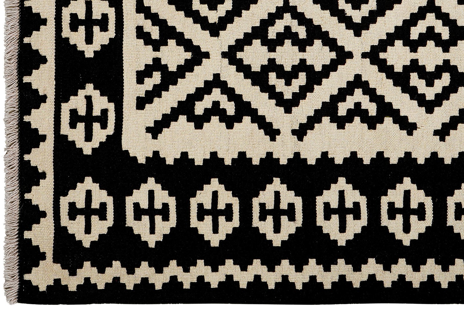 Kelim Gashgai — Handmade, 106x155 cm, Black, 100% Virgin Wool | View 3