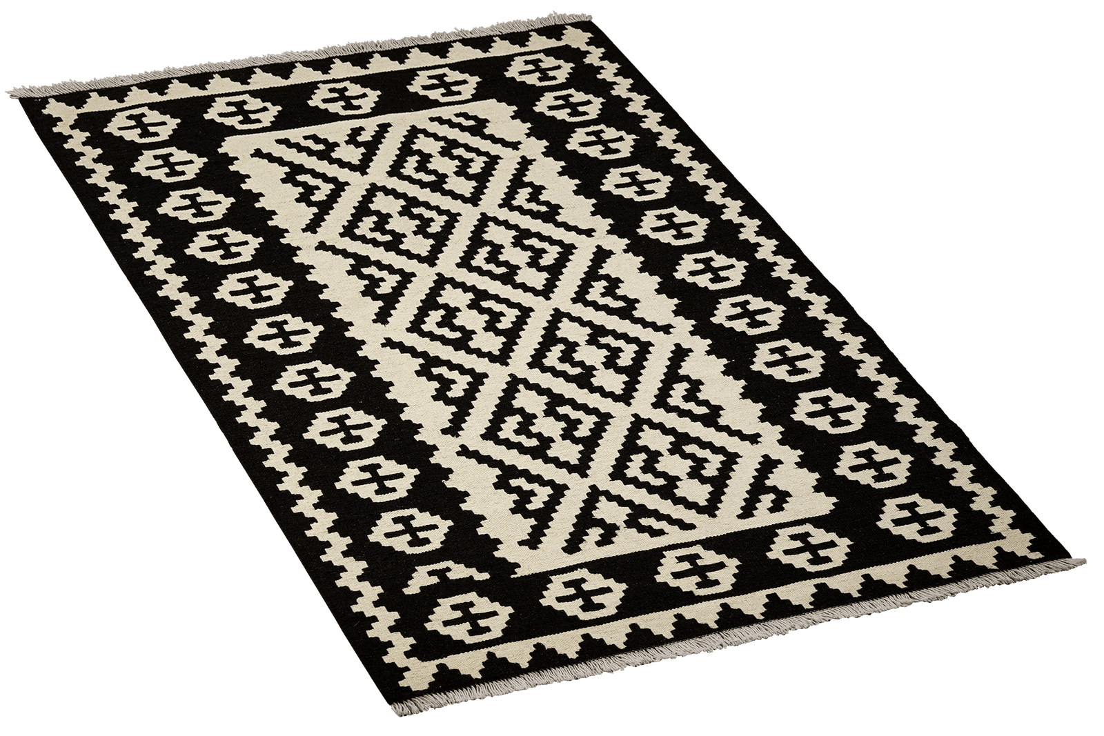 Kelim Gashgai — Handmade, 106x155 cm, Black, 100% Virgin Wool | View 4