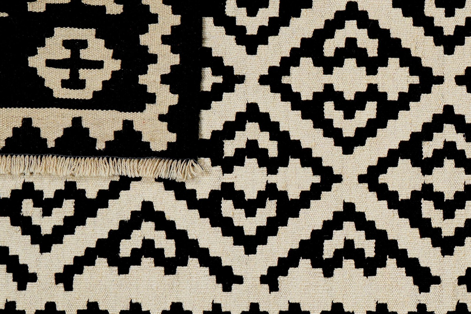 Kelim Gashgai — Handmade, 106x155 cm, Black, 100% Virgin Wool | View 6