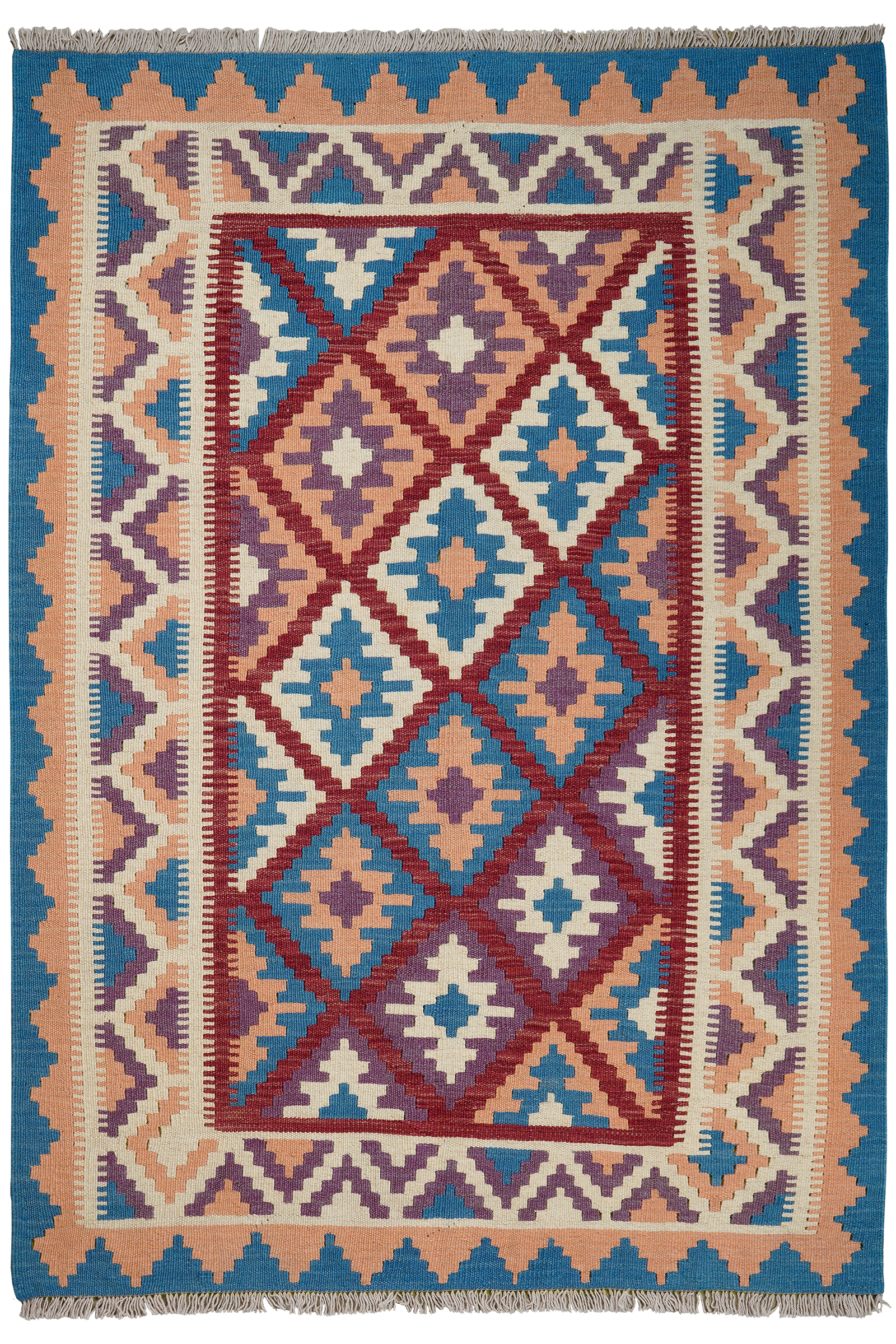 Kelim Gashgai — Handgefertigt, 178x123 cm, Beige, 100% Virgin Wool | Main view