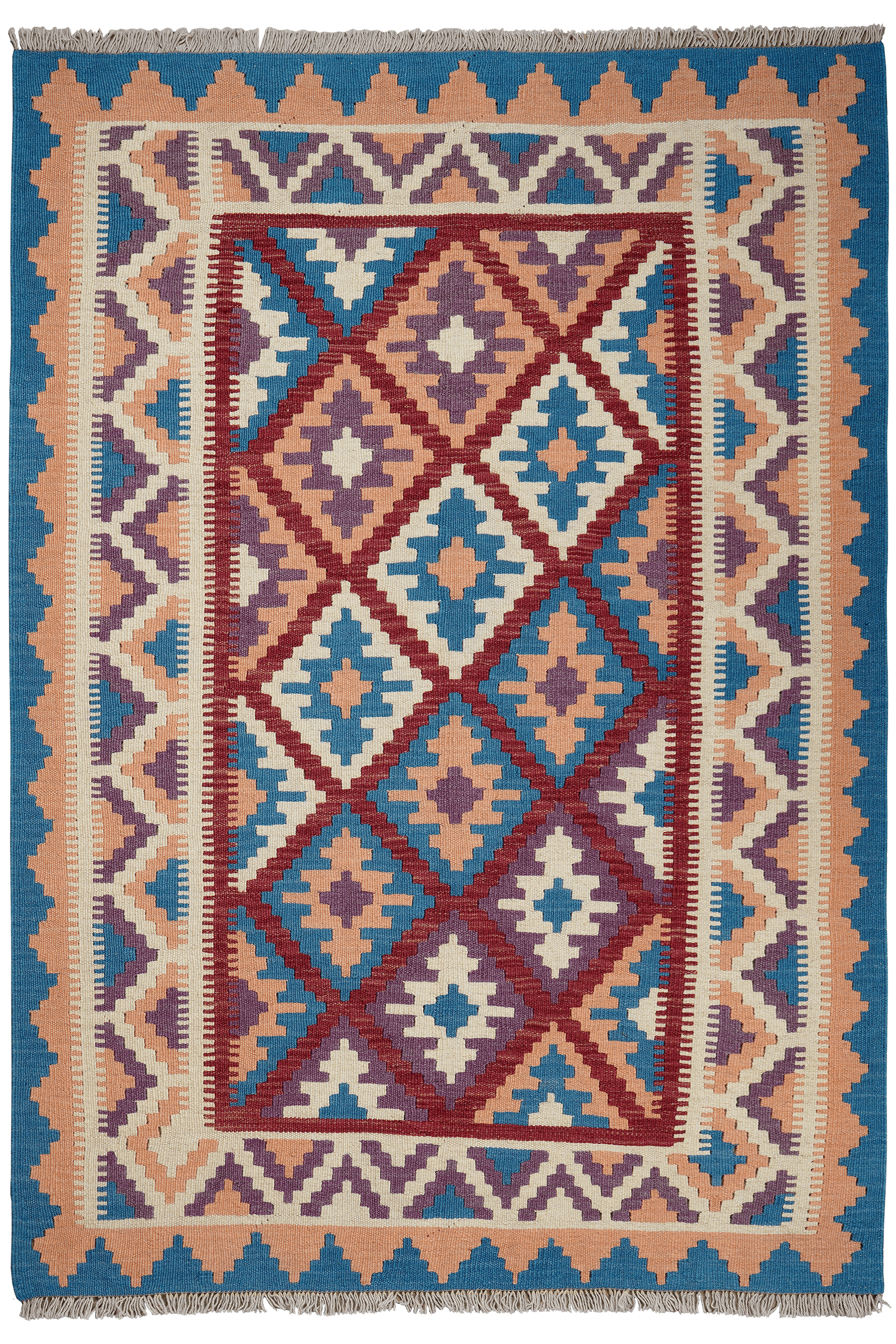 Kelim Gashgai — Handmade, 123x178 cm, Red, 100% Virgin Wool | Main view